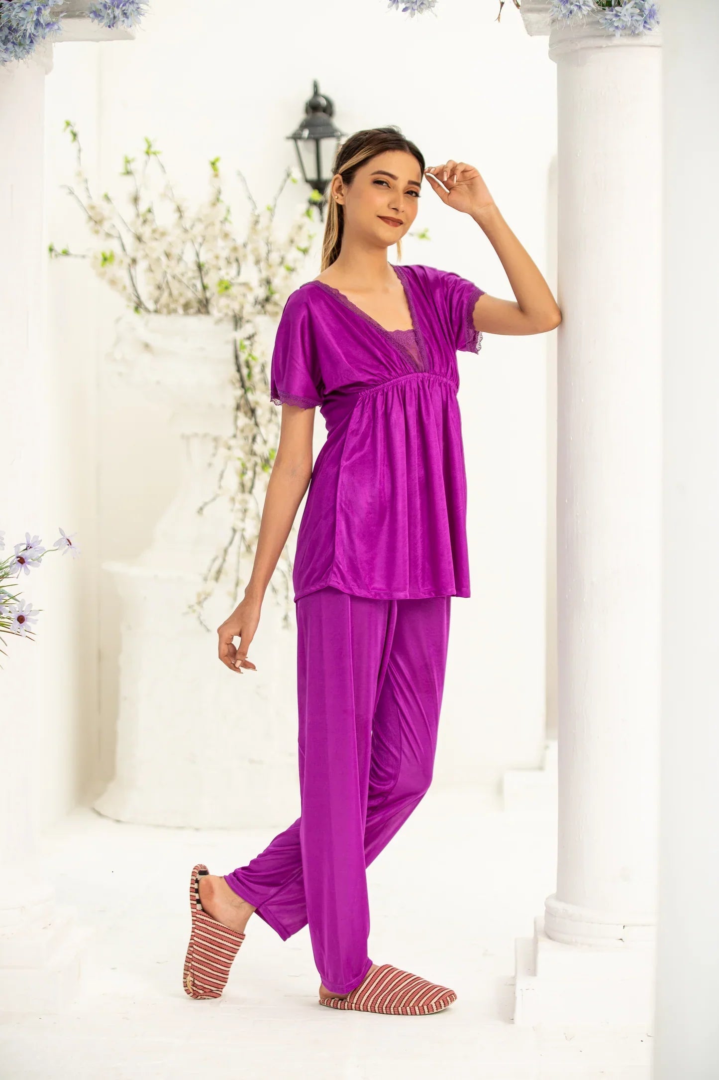 Pack of 2 Bridal Nightwear Set – Silk 2-Piece Trouser & Shirt