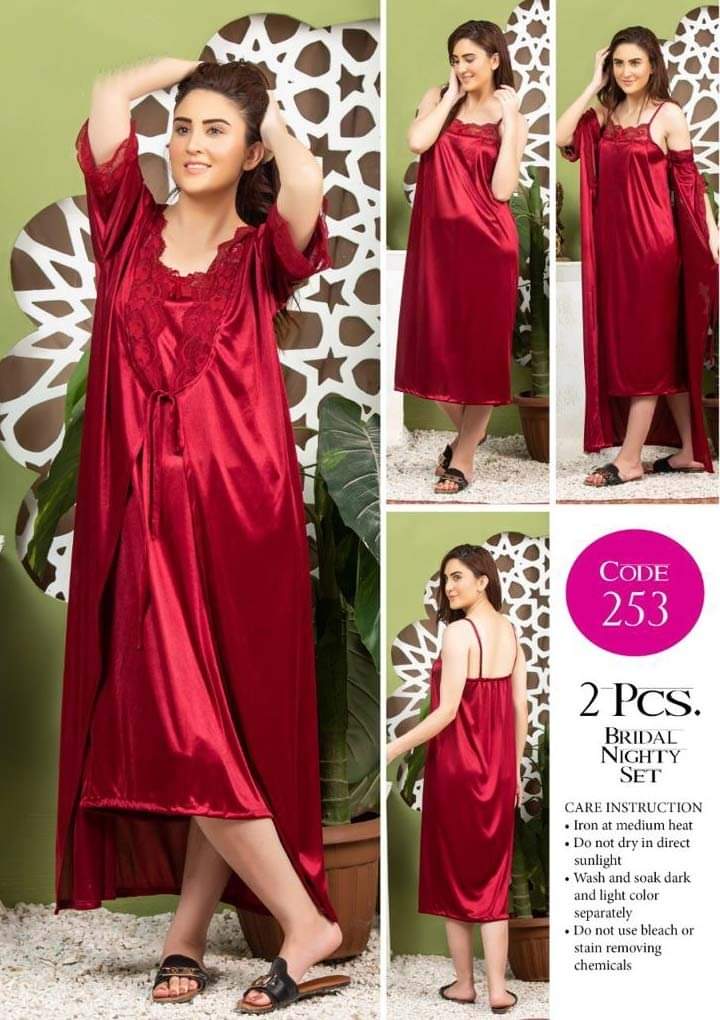 2-Piece Silk Bridal Sleepwear Set – Soft & Relaxing Top & Bottom Free Size