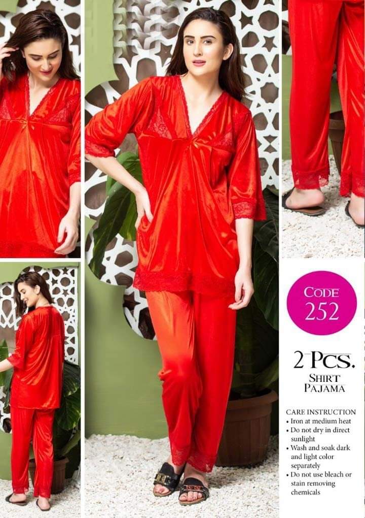 2-Piece Silk Bridal Sleepwear Set – Soft & Relaxing Top & Bottom Free Size